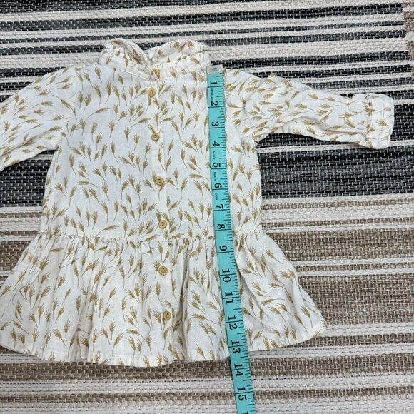H&M Baby Two Piece Dress Set Wheat Print Cotton Fabric Natural White Size 6M - Picture 10 of 10